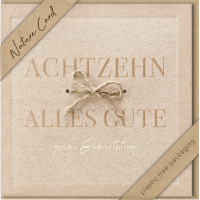 18. Geburtstag Nature Cards Quadratische unverpackte Glückwunschkarte mit Umschlag 18 Schleife Alles Gute