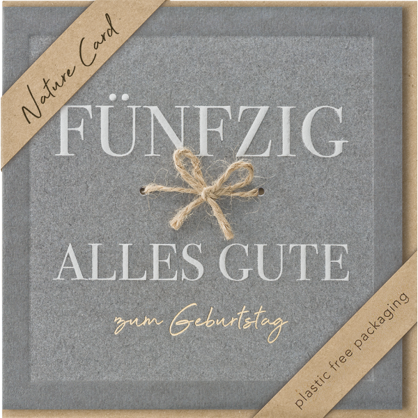 50. Geburtstag Nature Cards unverpackte Glückwunschkarte mit Umschlag 50 Schleife Alles Gute