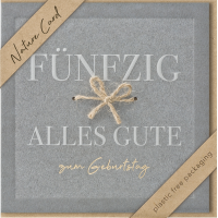 50. Geburtstag Nature Cards unverpackte Glückwunschkarte mit Umschlag 50 Schleife Alles Gute
