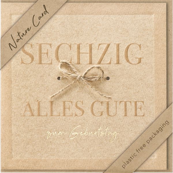 60. Geburtstag Nature Cards Quadratische unverpackte Glückwunschkarte mit Umschlag 60 Alles Gute