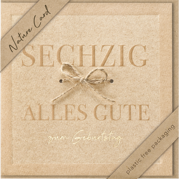 60. Geburtstag Nature Cards Quadratische unverpackte Glückwunschkarte mit Umschlag 60 Alles Gute
