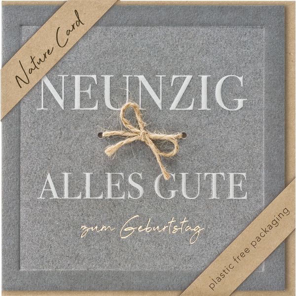 90. Geburtstag Nature Cards unverpackte Glückwunschkarte mit Umschlag 90 Schleife Alles Gute