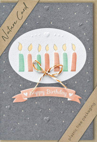 Geburtstag – Nature Cards – unverpackt - Glückwunschkarte im Format 11,5 x 17,5 cm mit Briefumschlag – Kerzen