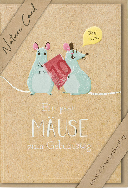 Geldkarte – Nature Cards – unverpackt - Glückwunschkarte im Format 11,5 x 17,5 cm mit Briefumschlag - Mäuse