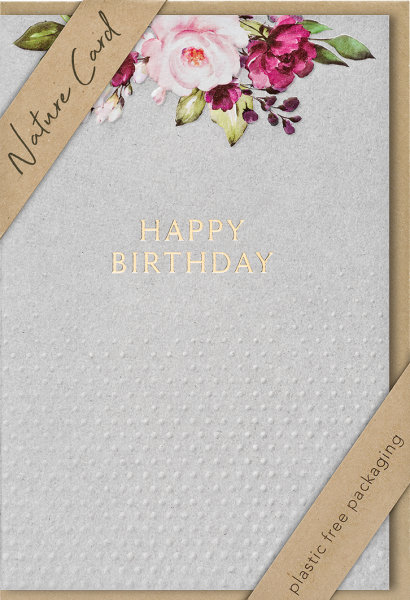Geburtstag – Nature Cards – unverpackt – Glückwunschkarte im Format 11,5 x 17,5 cm mit Briefumschlag - Blumen Happy Birthday