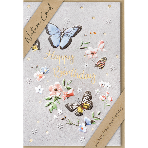 Geburtstag – Nature Cards – unverpackt - Glückwunschkarte im Format 11,5 x 17,5 cm mit Briefumschlag – Schmetterlinge