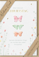 Geburtstag – Nature Cards – unverpackt - Geburtstag - Glückwunschkarte im Format 11,5 x 17,5 cm mit Briefumschlag - Schmetterlinge