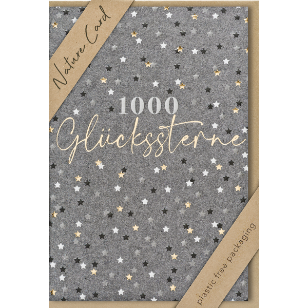 Allgemeine Wünsche Nature Cards unverpackte Glückwunschkarte mit Umschlag 1000 Glückssterne
