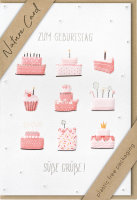 Geburtstag – Nature Cards – unverpackt - Glückwunschkarte im Format 11,5 x 17,5 cm mit Briefumschlag – Kuchen