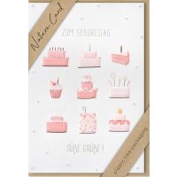 Geburtstag – Nature Cards – unverpackt - Glückwunschkarte im Format 11,5 x 17,5 cm mit Briefumschlag – Kuchen