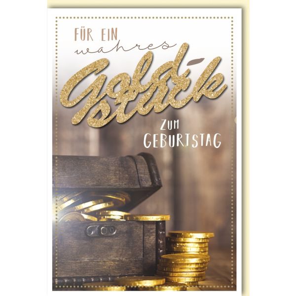 Geburtstag Glückwunschkarte mit Umschlag Münzen Goldstück