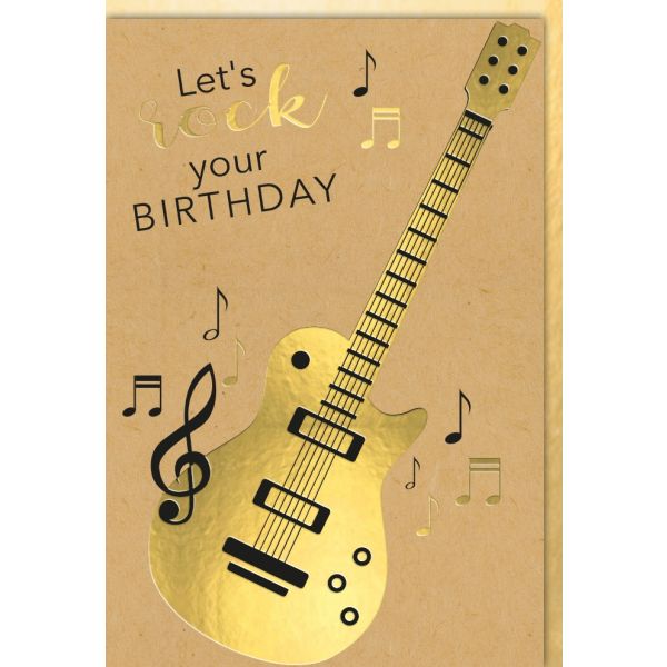 Geburtstag Glückwunschkarte mit Umschlag Gitarre Lets Rock Your Birthday