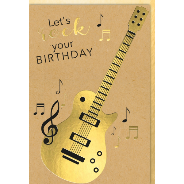 Geburtstag Glückwunschkarte mit Umschlag Gitarre Lets Rock Your Birthday