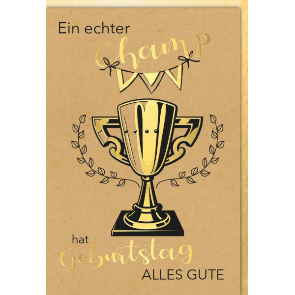 Geburtstag Glückwunschkarte mit Umschlag Echter Champ Pokal Alles Gute