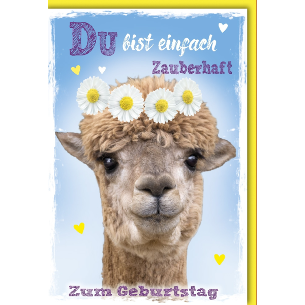Geburtstag Glückwunschkarte mit Umschlag Lama Alpaka "Du bist einfach..."