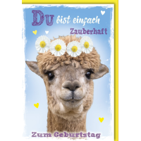 Geburtstag Glückwunschkarte mit Umschlag Lama Alpaka...