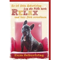 Geburtstag Glückwunschkarte mit Umschlag - Relaxen Hund