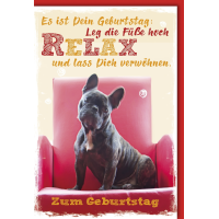 Geburtstag Glückwunschkarte mit Umschlag - Relaxen Hund