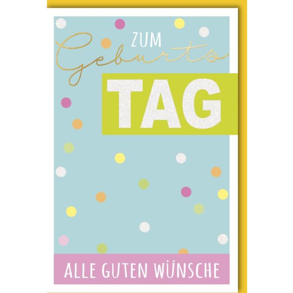 Geburtstag Glückwunschkarte mit Umschlag Konfetti Alle Guten Wünsche