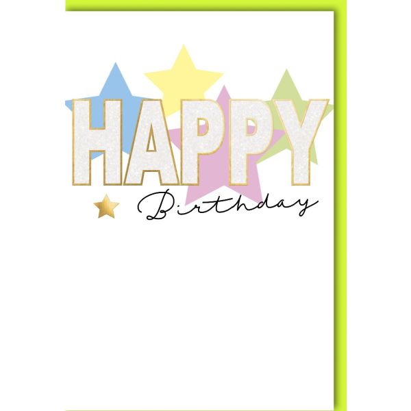 Geburtstag Glückwunschkarte mit Umschlag Sterne Happy Birthday