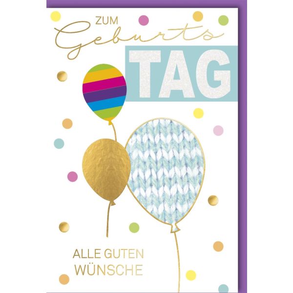 Geburtstag Glückwunschkarte mit Umschlag Luftballons Alle Guten Wünsche