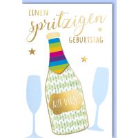Geburtstag Glückwunschkarte mit Umschlag Sektflasche...