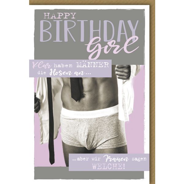 Geburtstag Glückwunschkarte mit Umschlag Männer Hosen an... Birthday Girl