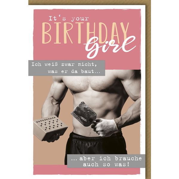 Geburtstag Glückwunschkarte mit Umschlag Bauen... Birthday Girl