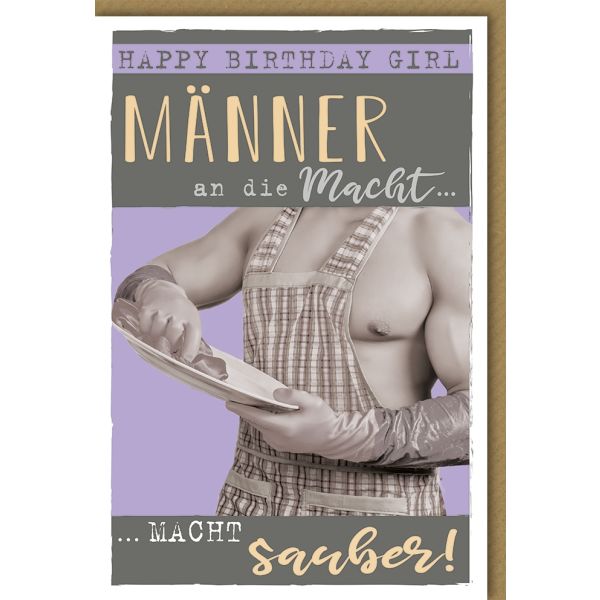 Geburtstag Glückwunschkarte mit Umschlag Männer an die Macht, macht sauber!