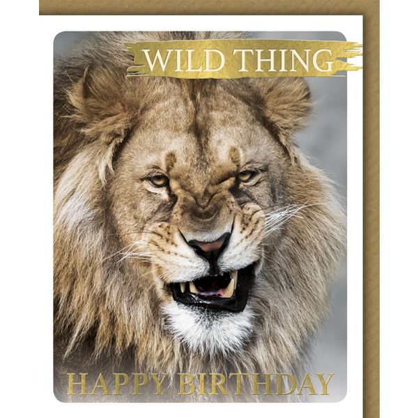 Geburtstag Snapshot Glückwunschkarte mit Umschlag Löwe "WILD THING"