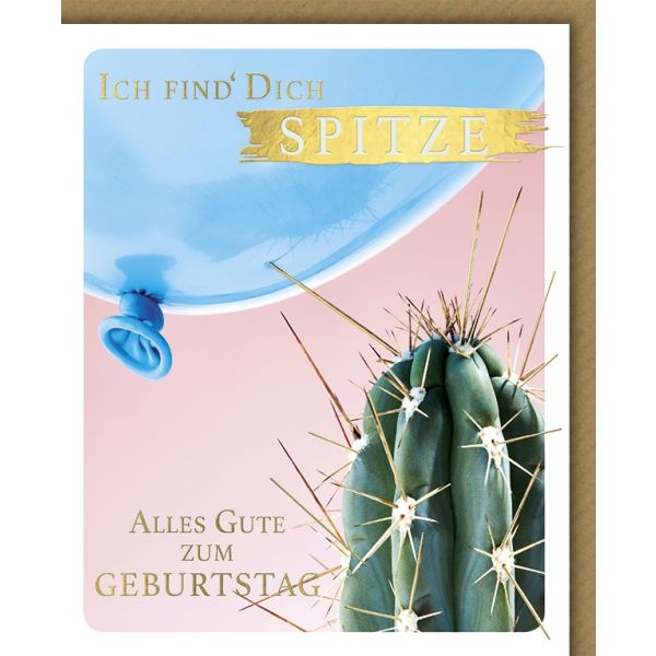 Geburtstag Snapshot Glückwunschkarte mit Umschlag "Spitze" Kaktus Luftballon