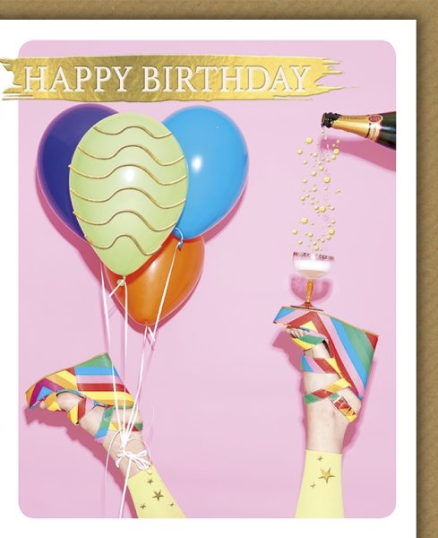 Geburtstag - Glückwunschkarte im Format 11,5 x 13,5 cm mit Umschlag – Luftballons und bunte Schuhe - Verlag Dominique