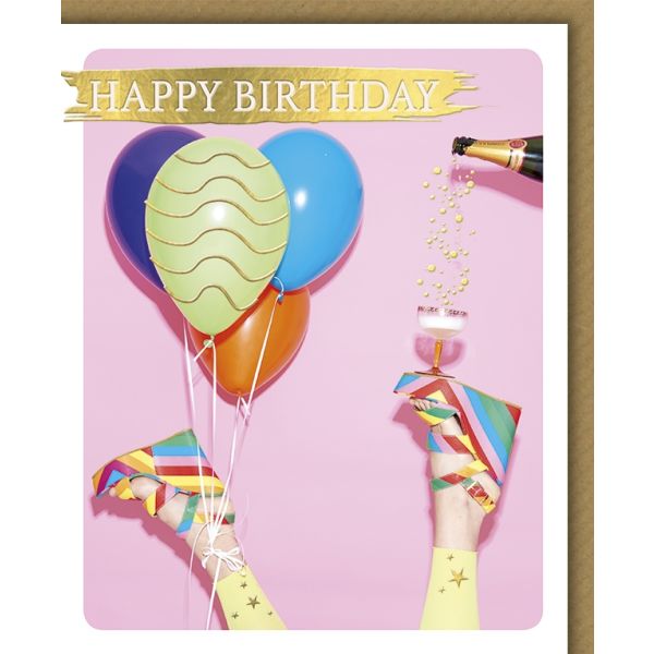Geburtstag Snapshot Glückwunschkarte mit Umschlag Luftballons und bunte Schuhe