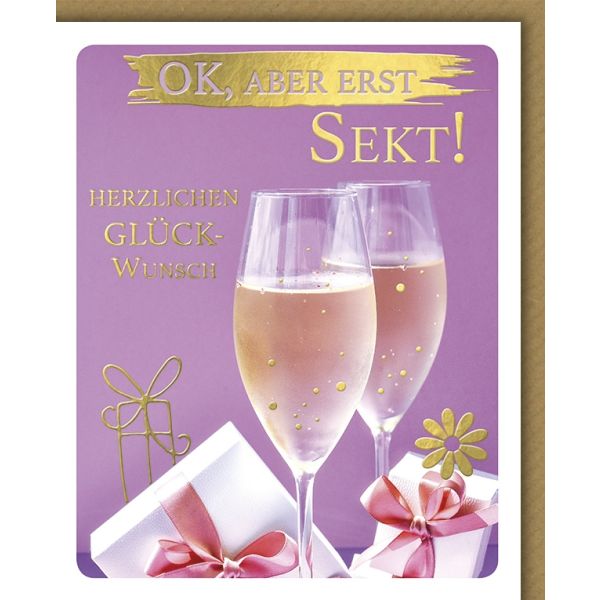 A Geburtstag Snapshot Glückwunschkarte mit Umschlag OK, aber erst Sekt!