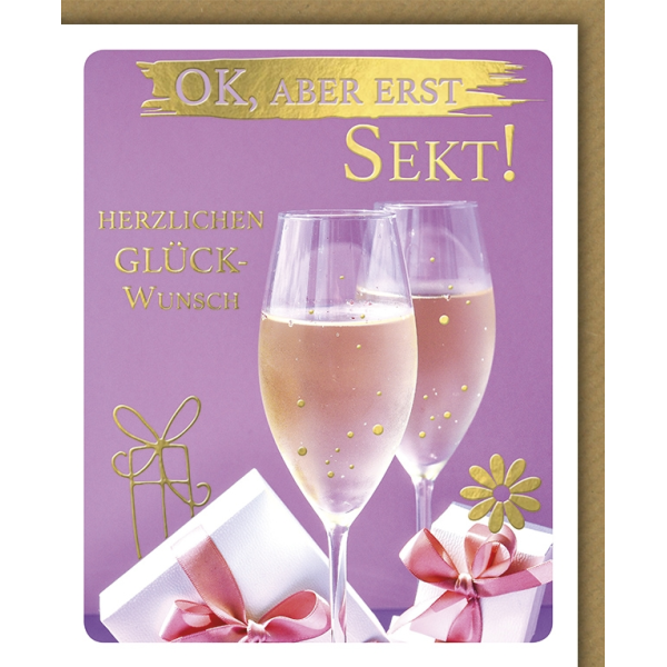 A Geburtstag Snapshot Glückwunschkarte mit Umschlag OK, aber erst Sekt!