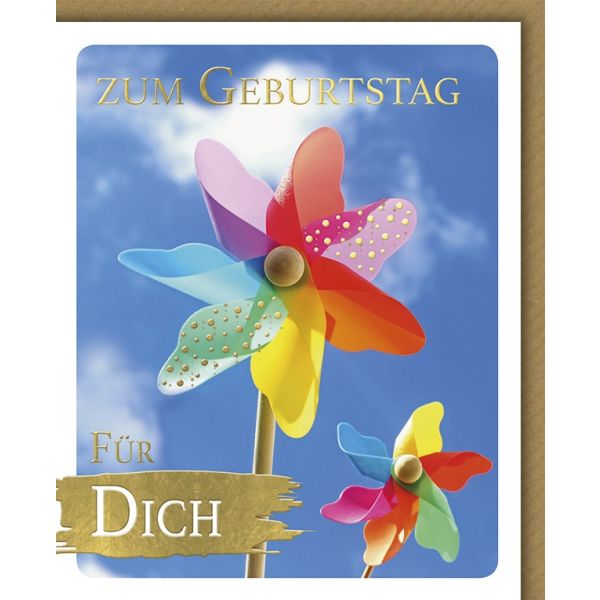 Geburtstag Snapshot Glückwunschkarte mit Umschlag bunte Windräder