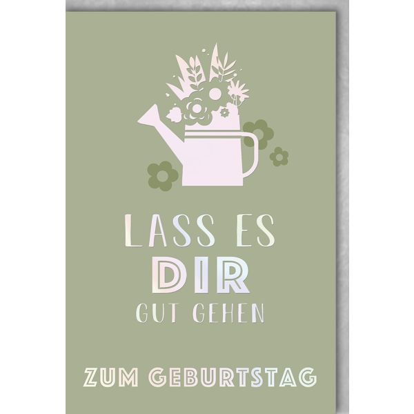 Geburtstag Glückwunschkarte mit Umschlag Gießkanne Lass es Dir gutgehen
