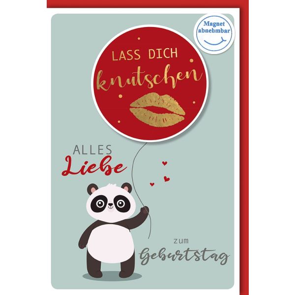 Geburtstag Glückwunschkarte mit Umschlag Panda Lass Dich knutschen