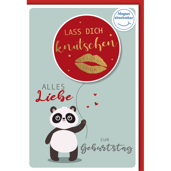 Geburtstag Glückwunschkarte mit Umschlag Panda Lass Dich knutschen