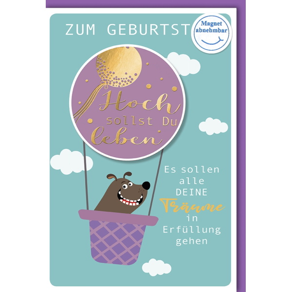 Geburtstag Glückwunschkarte mit Umschlag Hoch sollst Du leben Ballon