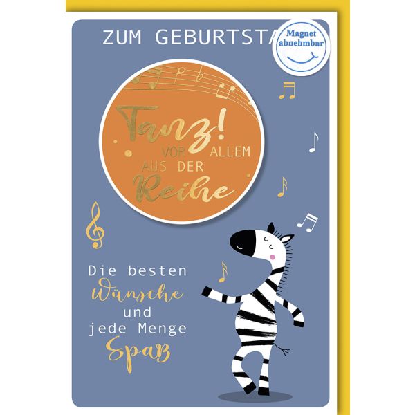 Geburtstag Glückwunschkarte mit Umschlag Tanz aus der Reihe Zebra