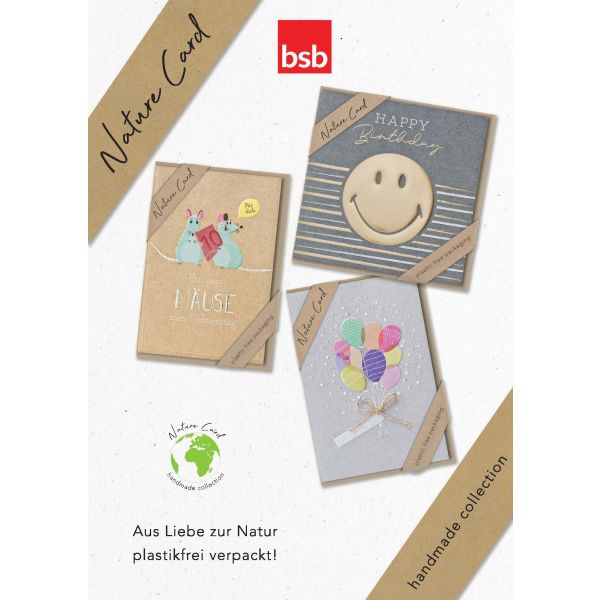 Sortiment Nature Cards Handmade- 192 plastikfreie Karten mit Umschlägen - 64 Dekore - Bundle UVP: € 574,08