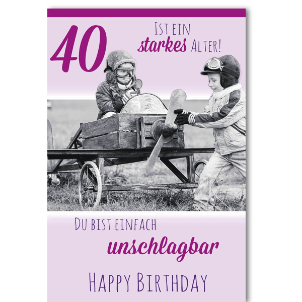 40. Geburtstag Glückwunschkarte mit Umschlag 40 Starkes Alter Unschlagbar Happy Birthday