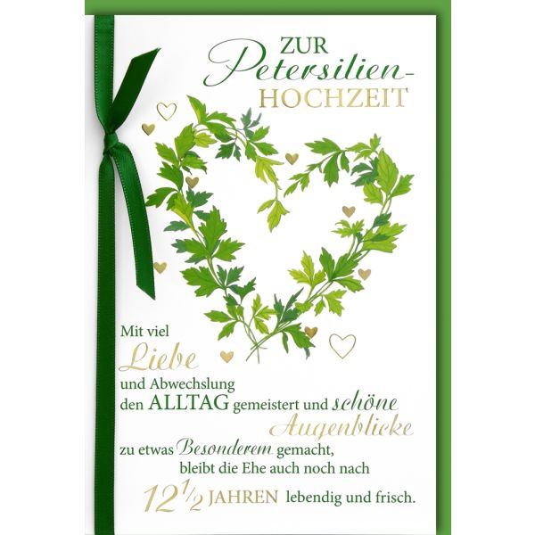 A Hochzeitstag 12,5 Jahre Hochzeitstag Glückwunschkarte mit Umschlag Herz aus Petersilie