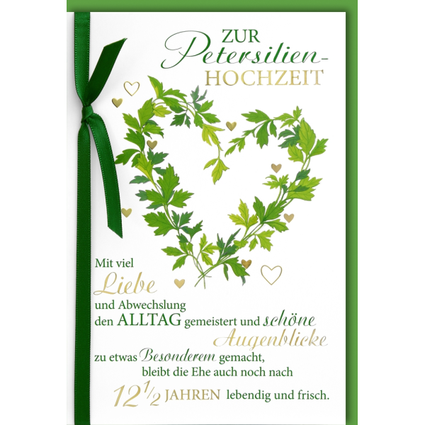 A Hochzeitstag 12,5 Jahre Hochzeitstag Glückwunschkarte mit Umschlag Herz aus Petersilie