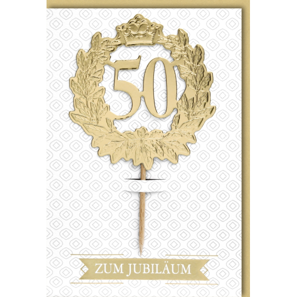 A Jubiläum Grußkarte mit Briefumschlag   "50  Zum Jubiläum" mit Steckzahll