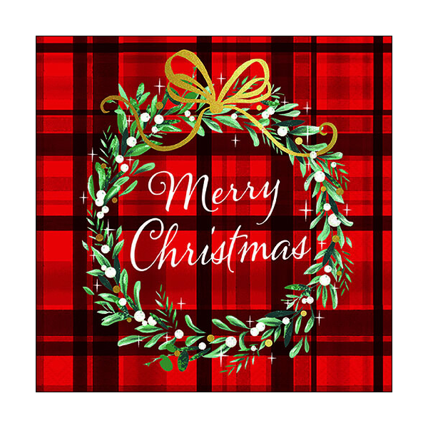 Weihnachten Servietten Lunch 33 x 33 cm 3-lagig 20 Servietten Christmas Plaid Red