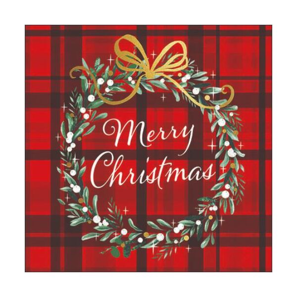 Weihnachten Cocktail Servietten 25 x 25 cm 3-lagig 15 Servietten Christmas Plaid Red
