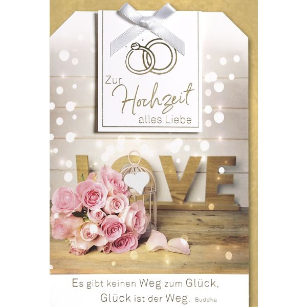 Hochzeitskarten Vermählung Glückwunschkarte mit Umschlag Love Zur Hochzeit alles Liebe