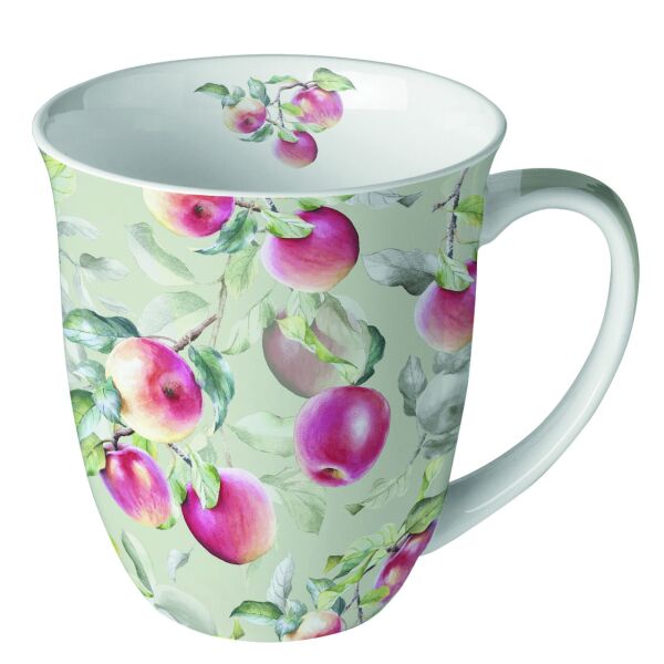 Becher Mug 0.4 L Fine Bone China Format: Ø 10 cm x H 10,5 cm 1 Becher pro Packung Fresh apples green Frische Äpfel grün